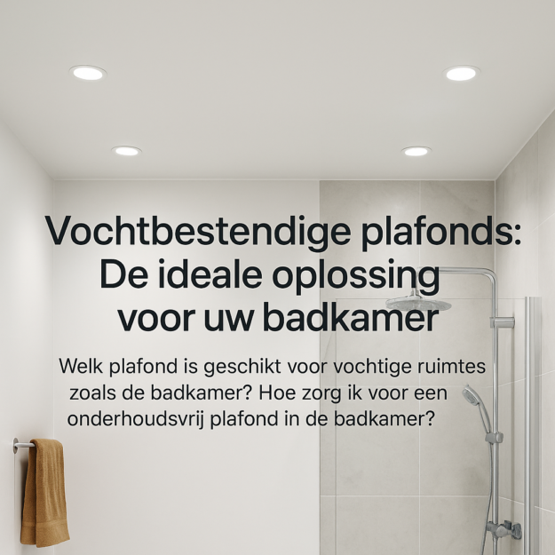 vochtbestendige-plafonds-de-ideale-oplossing-voor-uw-badkamer Een strak, wit vochtbestendig badkamerplafond met ingebouwde led-spots boven een moderne douche